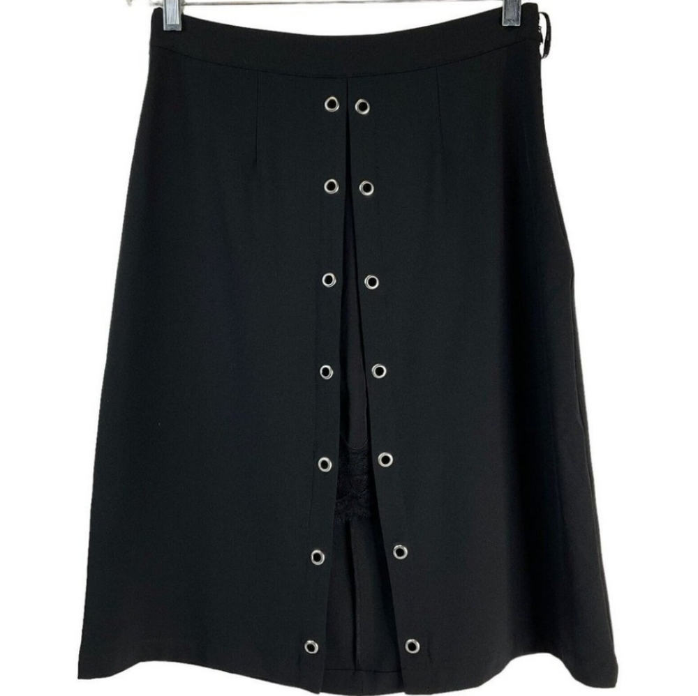 Avec Les Filles Black A-Line Skirt